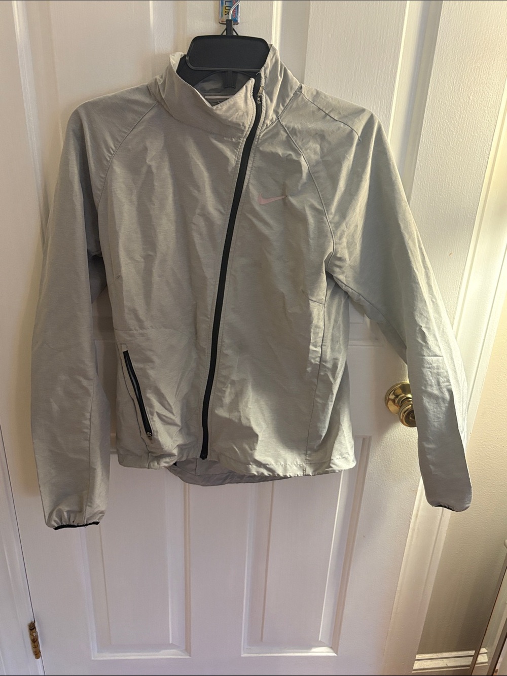 Nike Women’s Light Gray Asymmetrical Zip Utility Jacket